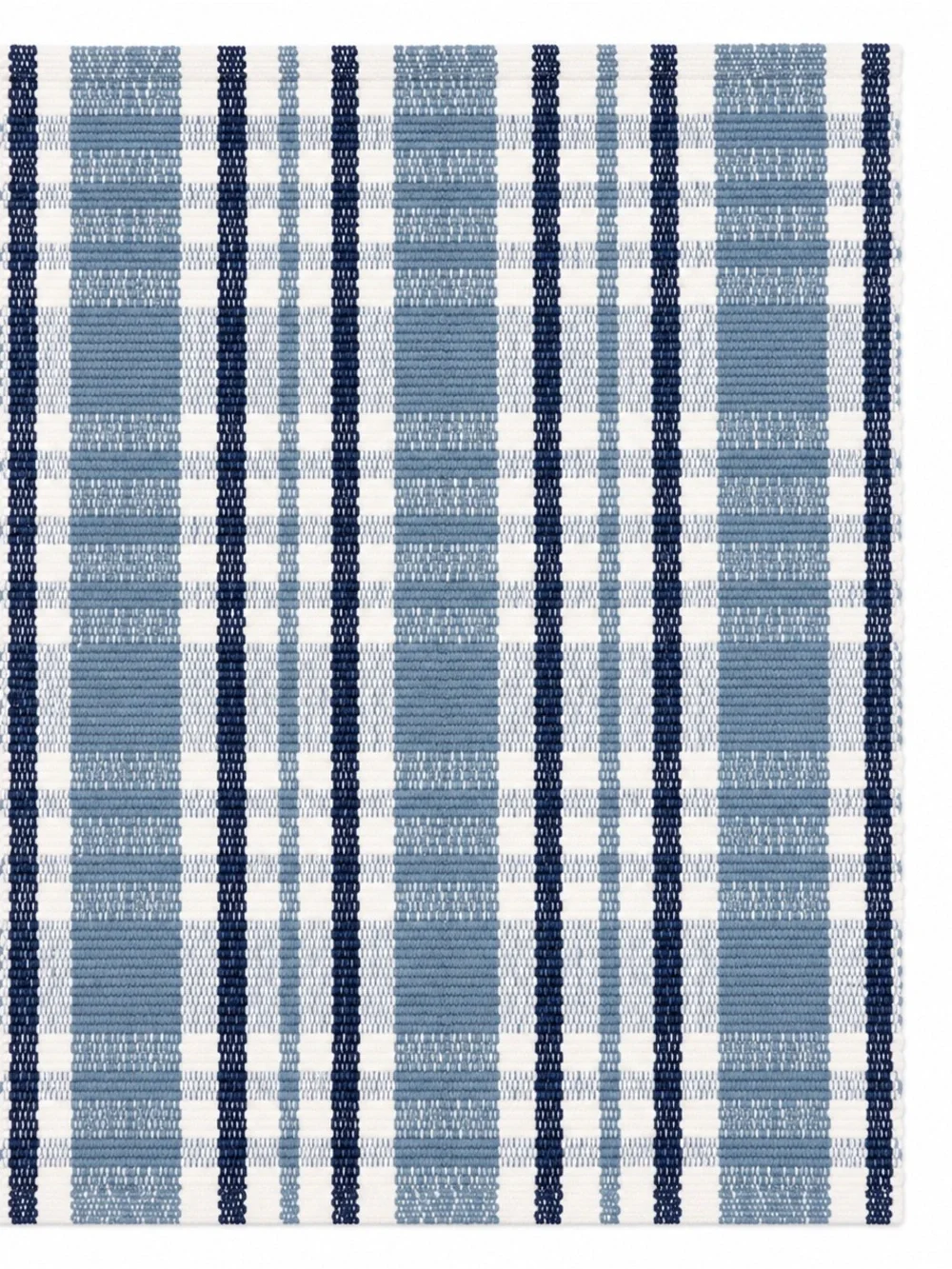 Blue Plaid Indoor Outdoor Woven Layering Rug 24x36 Farmhouse Cottage